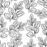 Seamless pattern with autumn leaves. Outline leaves and twigs vector