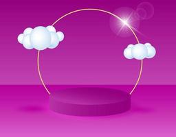 3D podium with clouds on a velvet violet background vector