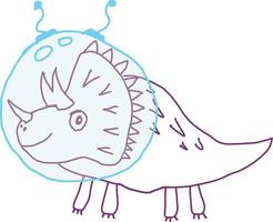 ilustración de un dinosaurio astronauta en un casco. vector