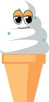 Ice cream in a glass with eyes. vector