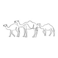 Camel continuous one line art drawing vector