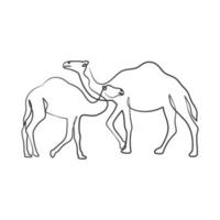 dibujo de arte de una línea continua de camello vector