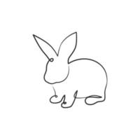 Rabbit continuous one line art drawing vector