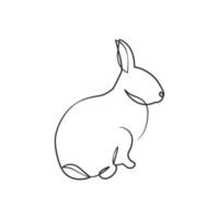 Rabbit continuous one line art drawing vector