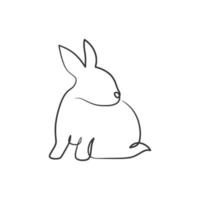 Rabbit continuous one line art drawing vector