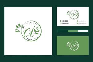 Initial CI Feminine logo collections and business card templat Premium Vector