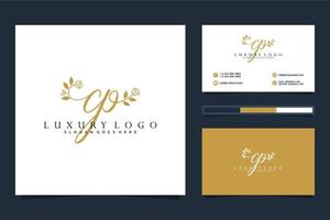 colecciones iniciales de logotipo femenino cp y vector premium de plantilla de tarjeta de visita