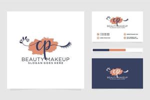 Initial CP Feminine logo collections and business card templat Premium Vector