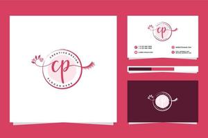 Initial CP Feminine logo collections and business card templat Premium Vector