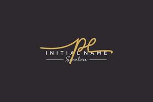 Initial PE signature logo template vector. Hand drawn Calligraphy lettering Vector illustration.