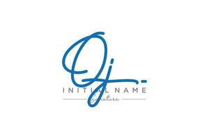 Initial OJ signature logo template vector. Hand drawn Calligraphy lettering Vector illustration.