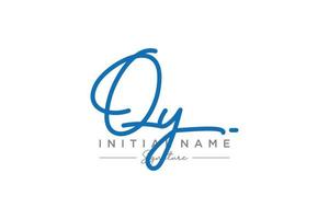 Initial QY signature logo template vector. Hand drawn Calligraphy lettering Vector illustration.