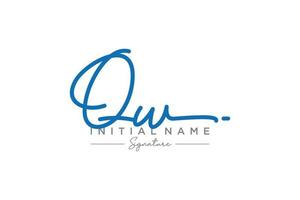 Initial QW signature logo template vector. Hand drawn Calligraphy lettering Vector illustration.