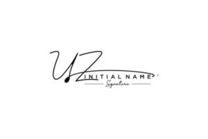 Initial UZ signature logo template vector. Hand drawn Calligraphy lettering Vector illustration.