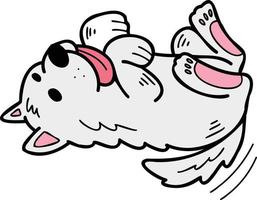 dibujado a mano ilustración de perro samoyedo durmiendo en estilo garabato vector