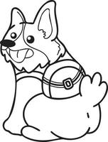 Hand Drawn Corgi Dog with backpack illustration in doodle style vector