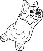 dibujado a mano ilustración de perro corgi durmiente en estilo garabato vector