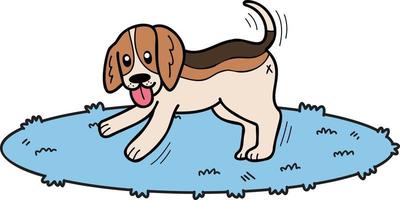 Hand Drawn Beagle Dog walking illustration in doodle style vector