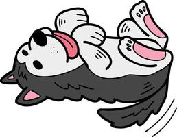 dibujado a mano ilustración de perro husky durmiente en estilo garabato vector