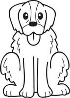 perro golden retriever dibujado a mano sentado esperando la ilustración del propietario en estilo garabato vector