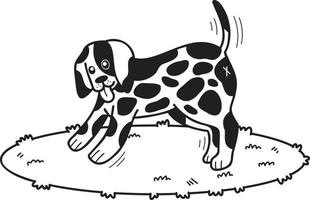 Hand Drawn Dalmatian Dog walking illustration in doodle style vector