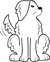 dibujado a mano ilustración de perro golden retriever enojado en estilo garabato vector