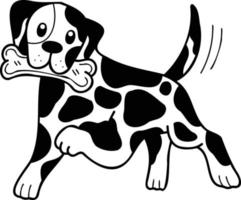 Hand Drawn Dalmatian Dog holding the bone illustration in doodle style vector