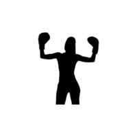 icono de mujer kickboxer. símbolo de fondo del cartel del torneo de kickboxing de mujer de estilo simple. elemento de diseño del logotipo de la marca kickboxer de mujer. Impresión de camiseta de mujer kickboxer. vector para pegatina.