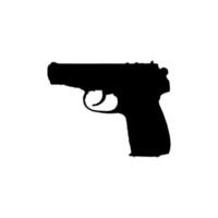 Handgun icon. Simple style gun shop big sale poster background symbol. Handgun brand logo design element. Handgun t-shirt printing. vector for sticker.