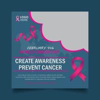 World cancer day 4 February social media post template vector