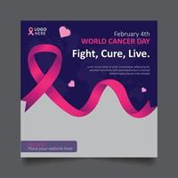 World cancer day 4 February social media post template vector