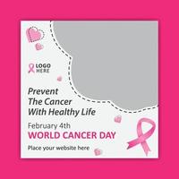 plantilla de publicación en redes sociales del 4 de febrero del día mundial contra el cáncer vector