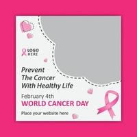 World cancer day 4 February social media post template vector