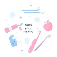 teeth care collection vector