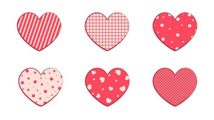 set of hearts with decor