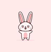 very happy bunny animal character cartoon vector illustration