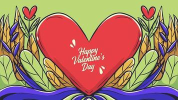 valentine background with illustration of flora and heart vector