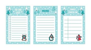 Cute printable checklists set with funny baby animals and text vector