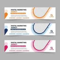 Marketing business agency social media cover design template, web banner template, Abstract banner design for ads, flyer Free Vector