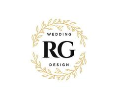 RG Initials letter Wedding monogram logos collection, hand drawn modern minimalistic and floral templates for Invitation cards, Save the Date, elegant identity for restaurant, boutique, cafe in vector