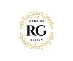 colección de logotipos de monograma de boda con letras iniciales rg, plantillas florales y minimalistas modernas dibujadas a mano para tarjetas de invitación, guardar la fecha, identidad elegante para restaurante, boutique, café en vector