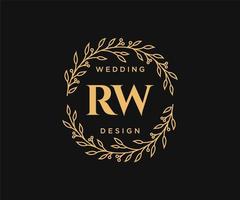 RW Initials letter Wedding monogram logos collection, hand drawn modern minimalistic and floral templates for Invitation cards, Save the Date, elegant identity for restaurant, boutique, cafe in vector