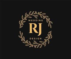 colección de logotipos de monograma de boda con letras iniciales rj, plantillas florales y minimalistas modernas dibujadas a mano para tarjetas de invitación, guardar la fecha, identidad elegante para restaurante, boutique, café en vector