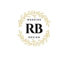 colección de logotipos de monograma de boda con letras iniciales rb, plantillas florales y minimalistas modernas dibujadas a mano para tarjetas de invitación, guardar la fecha, identidad elegante para restaurante, boutique, café en vector