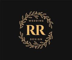 RR Initials letter Wedding monogram logos collection, hand drawn modern minimalistic and floral templates for Invitation cards, Save the Date, elegant identity for restaurant, boutique, cafe in vector