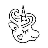 cabeza de unicornio, icono de línea vector