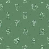 Different types of drinks, seamless pattern vector