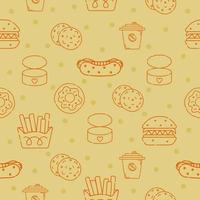 Fast food, seamless pattern vector