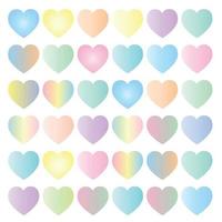 patrón de corazones de muchos colores sobre un fondo blanco vector