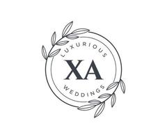 plantilla de logotipos de monograma de boda con letras iniciales xa, plantillas florales y minimalistas modernas dibujadas a mano para tarjetas de invitación, guardar la fecha, identidad elegante. vector